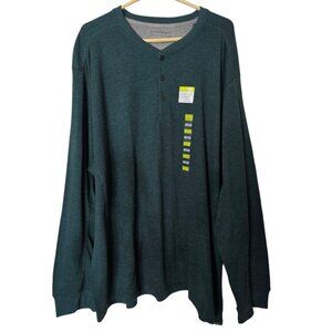 Eddie Bauer Mens Henley Thermal Shirt Size 3XB Peacock Green Big & Tall NWT